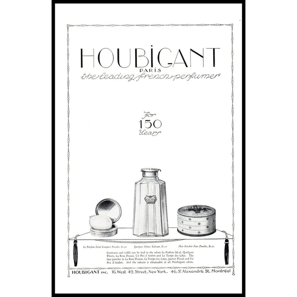 1924 Houbigant Perfume Cosmetics Powder Vintage Print Ad French Parfum Wall Art